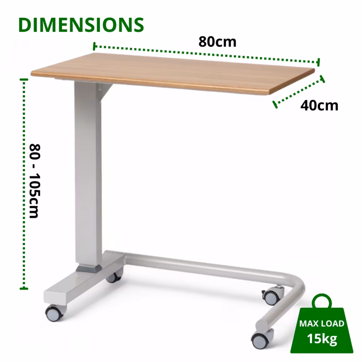 Alerta Gas Lift Overbed Wheelchair Table - Image 2