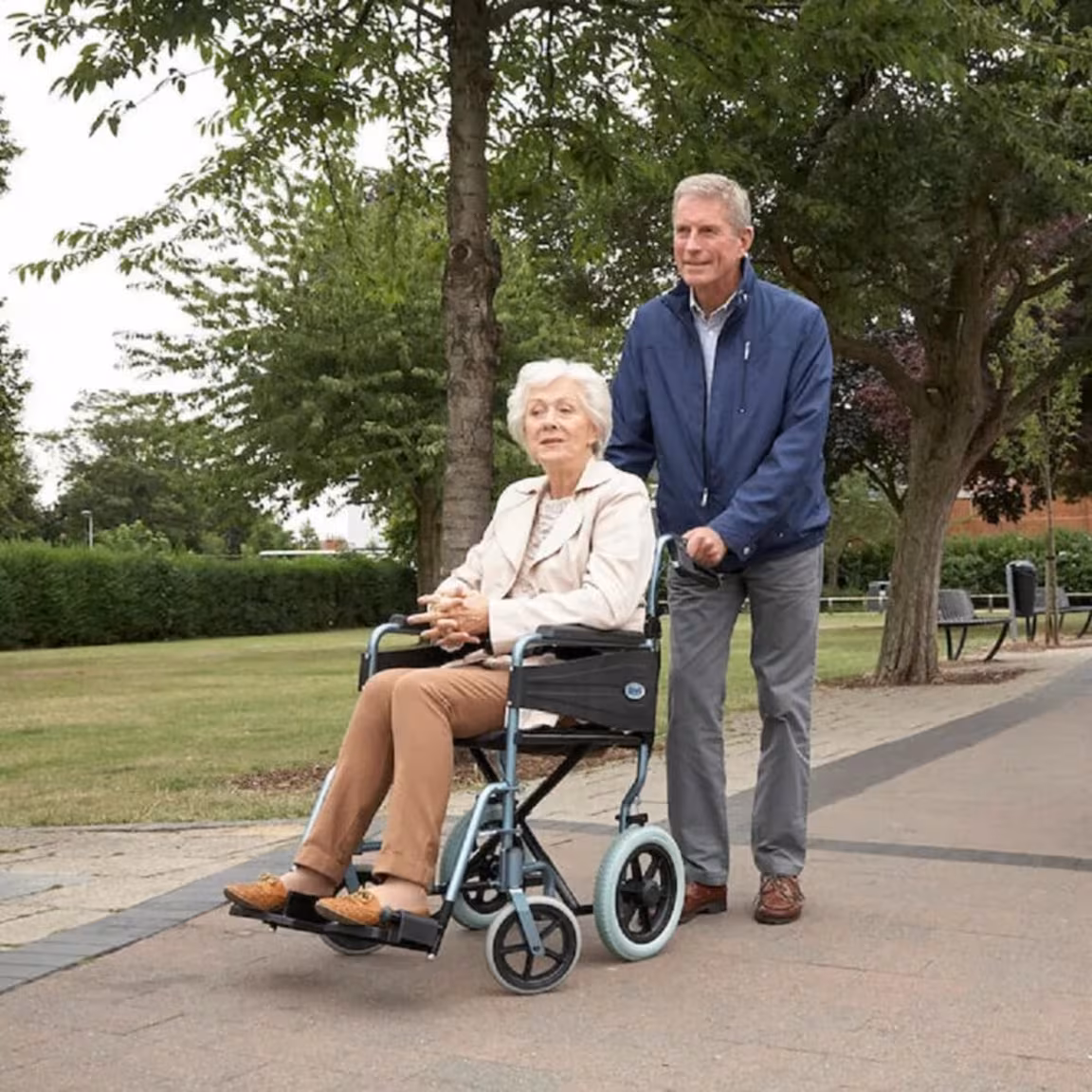 Escape Attend Lite Wheelchair Narrow - Silver Blue - Image 3